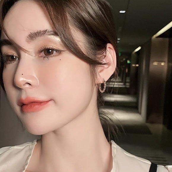 Any 2/$20! Gold Cubical Bead Hoop Earrings - Picture 2 of 8